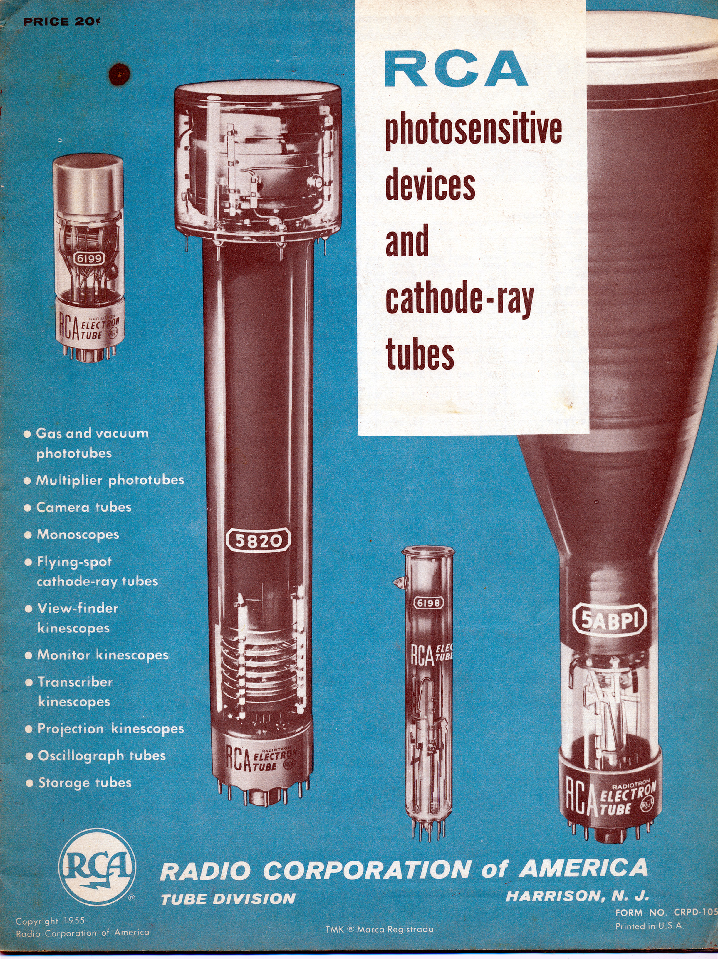 Cover RCA Cathode Ray and Photosensitive Devices Brochure CRPD-105 Storage Tubes Only