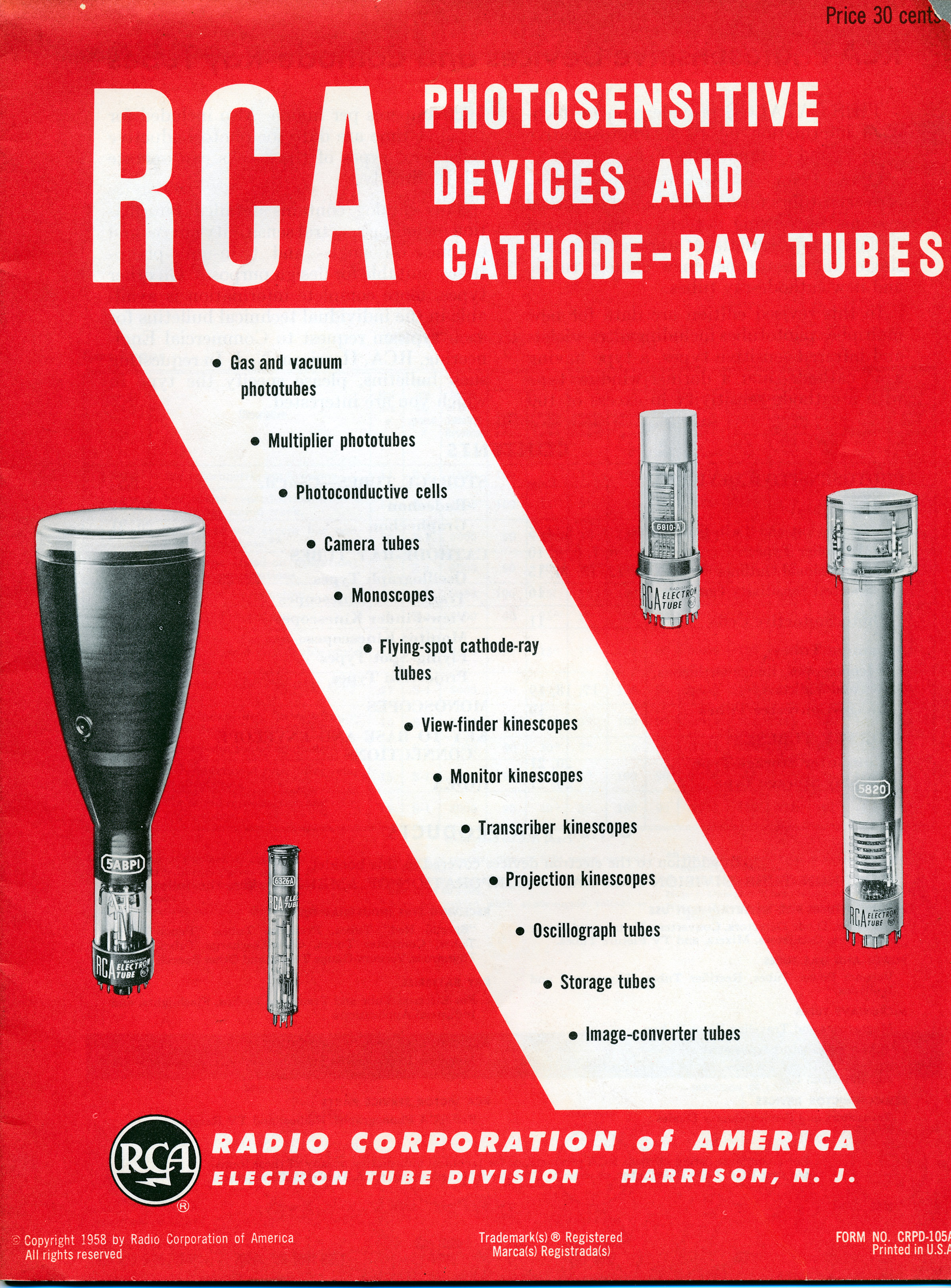 Cover RCA Cathode Ray and Photosensitive Devices Brochure CRPD-105A Storage Tubes Only