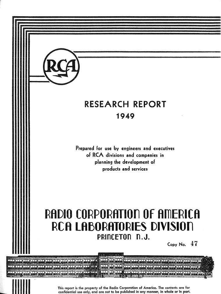Cover of RCA Laboratory Division Research Report 1949