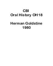Oral History Interview: Herman Goldstine